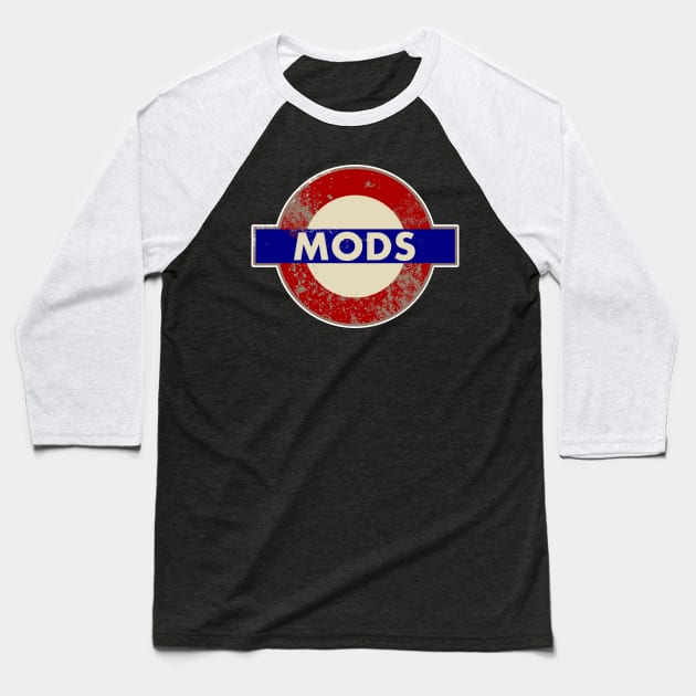 MODS METRO SIGN Baseball T-Shirt by KARMADESIGNER T-SHIRT SHOP